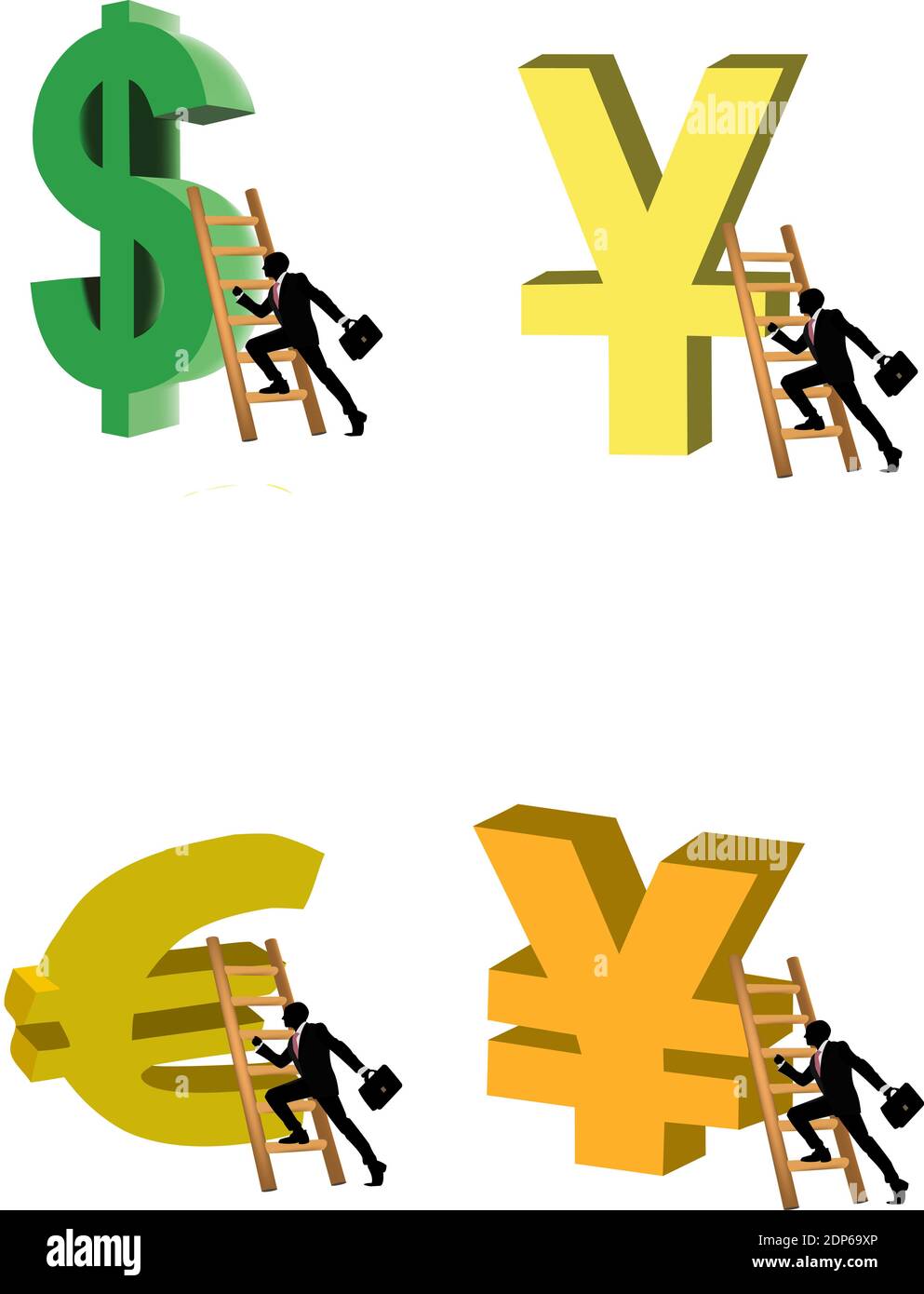 Un ensemble d'illustrations d'affaires avec un homme et une monnaie icônes Banque D'Images