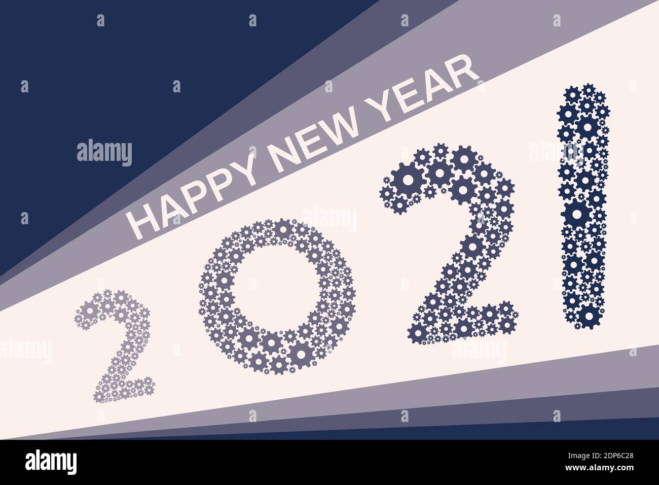 Illustration vectorielle du design de carte de vœux Happy New Year 2021, utilisant le concept d'engrenage mécanique Illustration de Vecteur