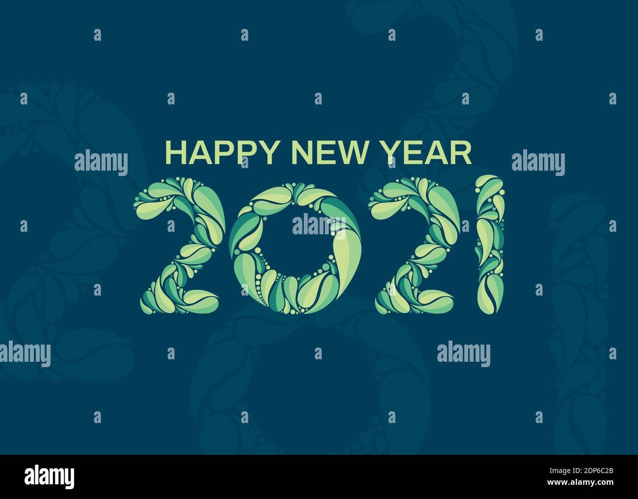 Illustration vectorielle de la carte de vœux Happy New Year 2021, avec un motif abstrait en forme de pinceau Illustration de Vecteur