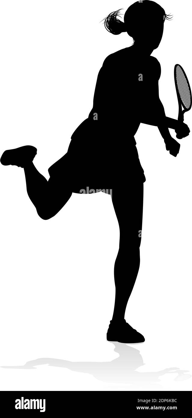 Tennis Player Woman Sport Person Silhouette Illustration de Vecteur