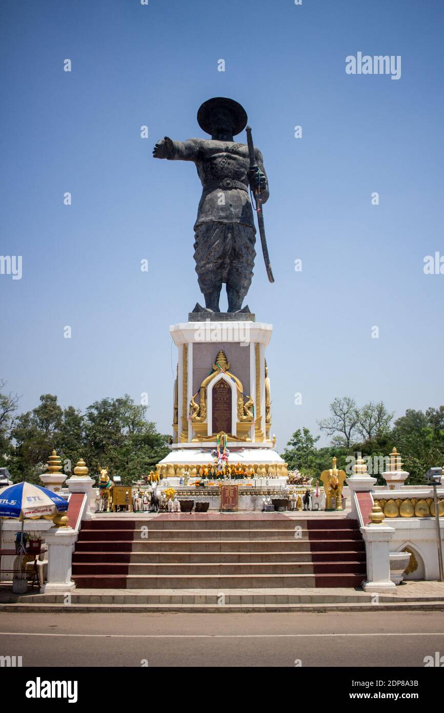 LAO - VIENTIANE LA COMPROMISSION même si elle se approche du million d’habitants, Vientiane a encore les allures d’une bourgade à côte des médias des Banque D'Images