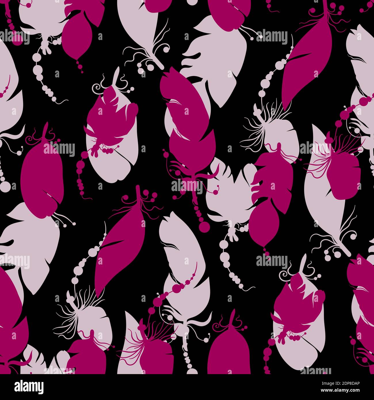 Motif sans couture avec couleurs vives dans l'illustration graphique vectorielle avec ombres à plumes avec perles Illustration de Vecteur