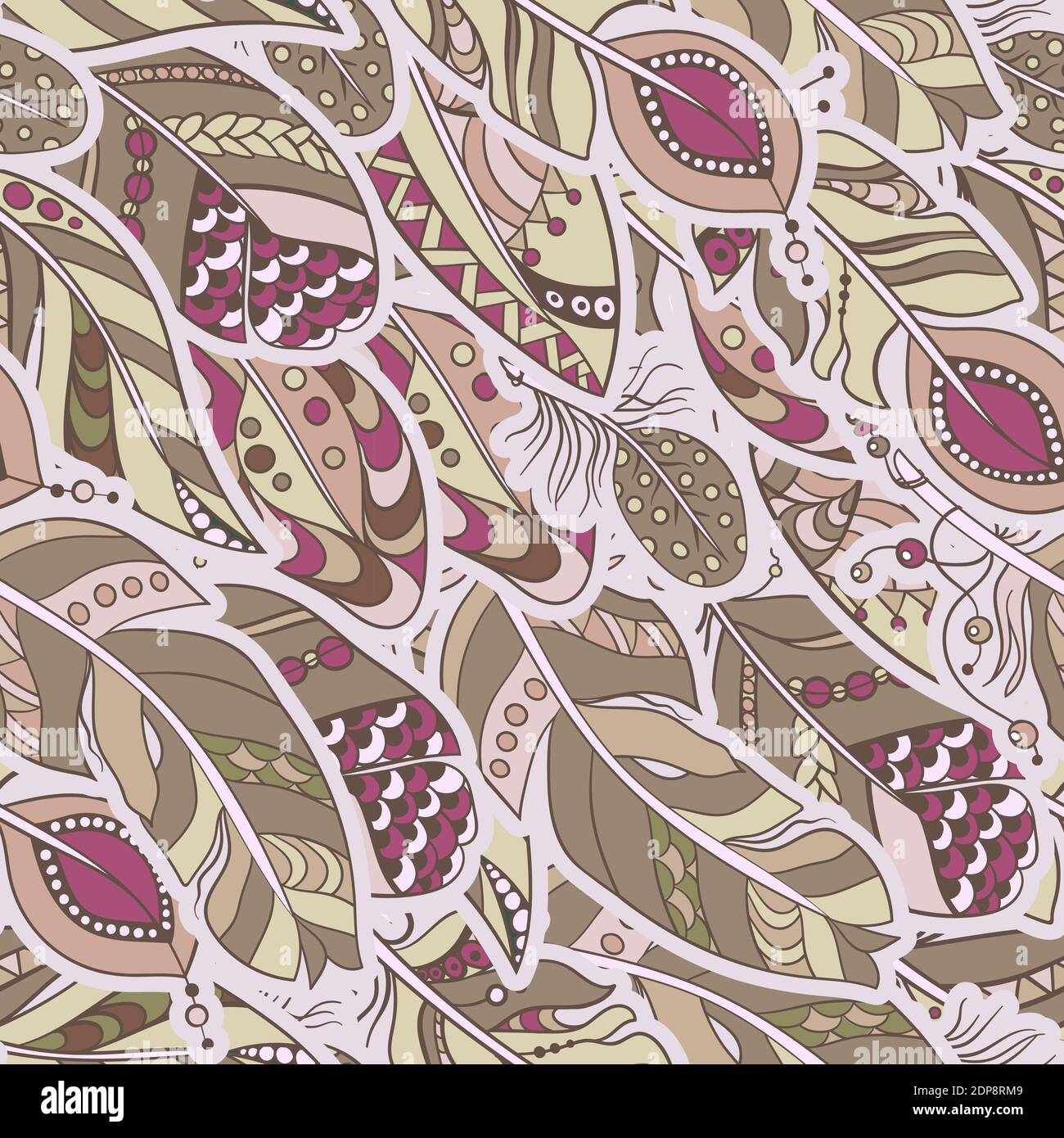 Décoration abstraite plumes sans coutures dans le style tribal avec pastel couleurs dans l'illustration graphique vectorielle Illustration de Vecteur