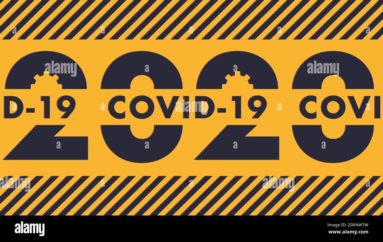 Avertissement 2020 ans COVID-19 pandémie résumé contexte Illustration. Logo Seamless Tape coronavirus, Symbol. Illustration vectorielle plate. SPE 10 Illustration de Vecteur