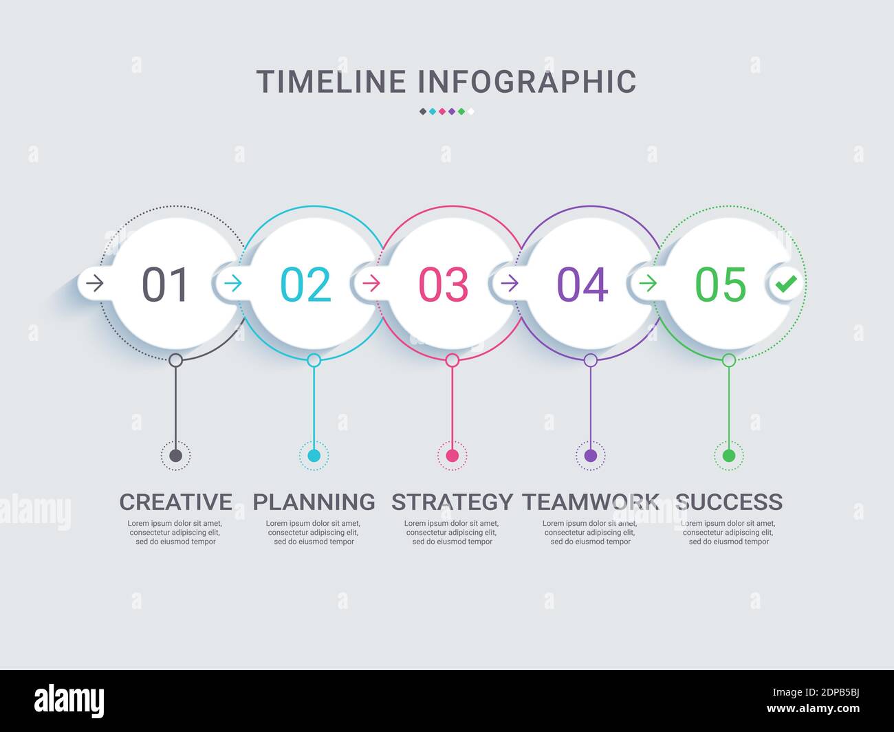 Modèle d'infographie de chronologie de jalon de projet. Infographies de concept d'entreprise Thin Line moderne avec options pour brochure, diagramme, flux de travail. Vecteur E Illustration de Vecteur