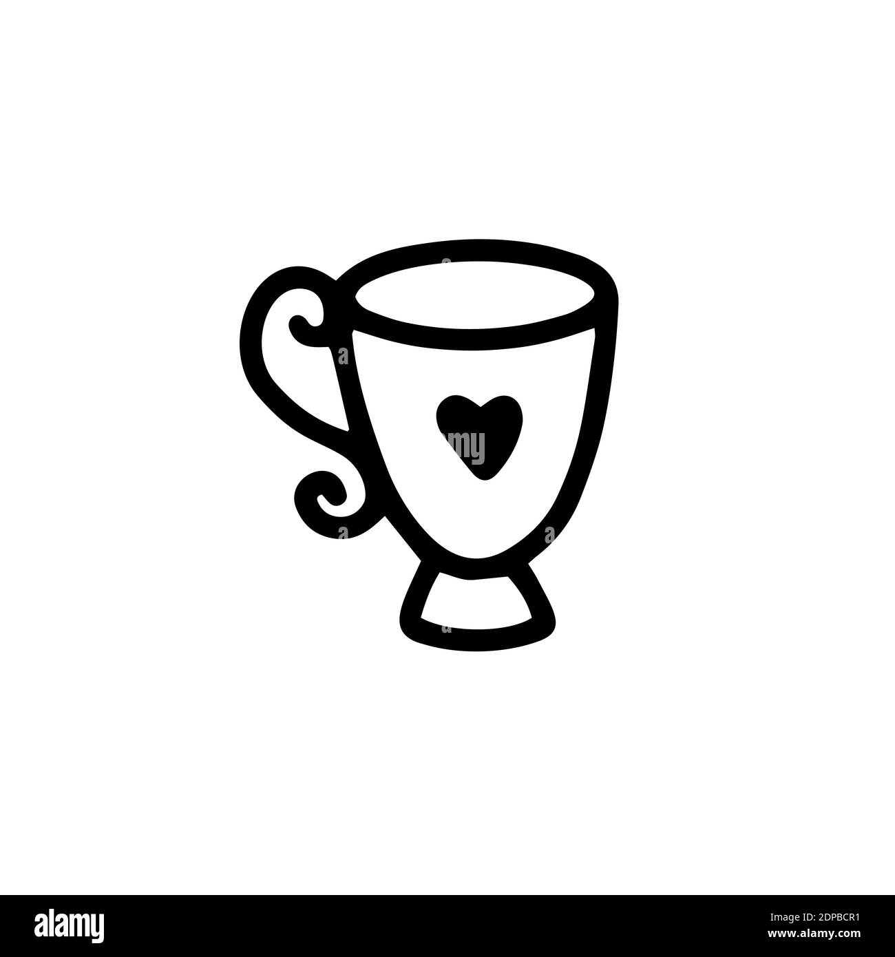 Tasse avec coeur isolé sur fond blanc. Illustration vectorielle en style doodle. Design pour la Saint-Valentin, mars 8 Illustration de Vecteur