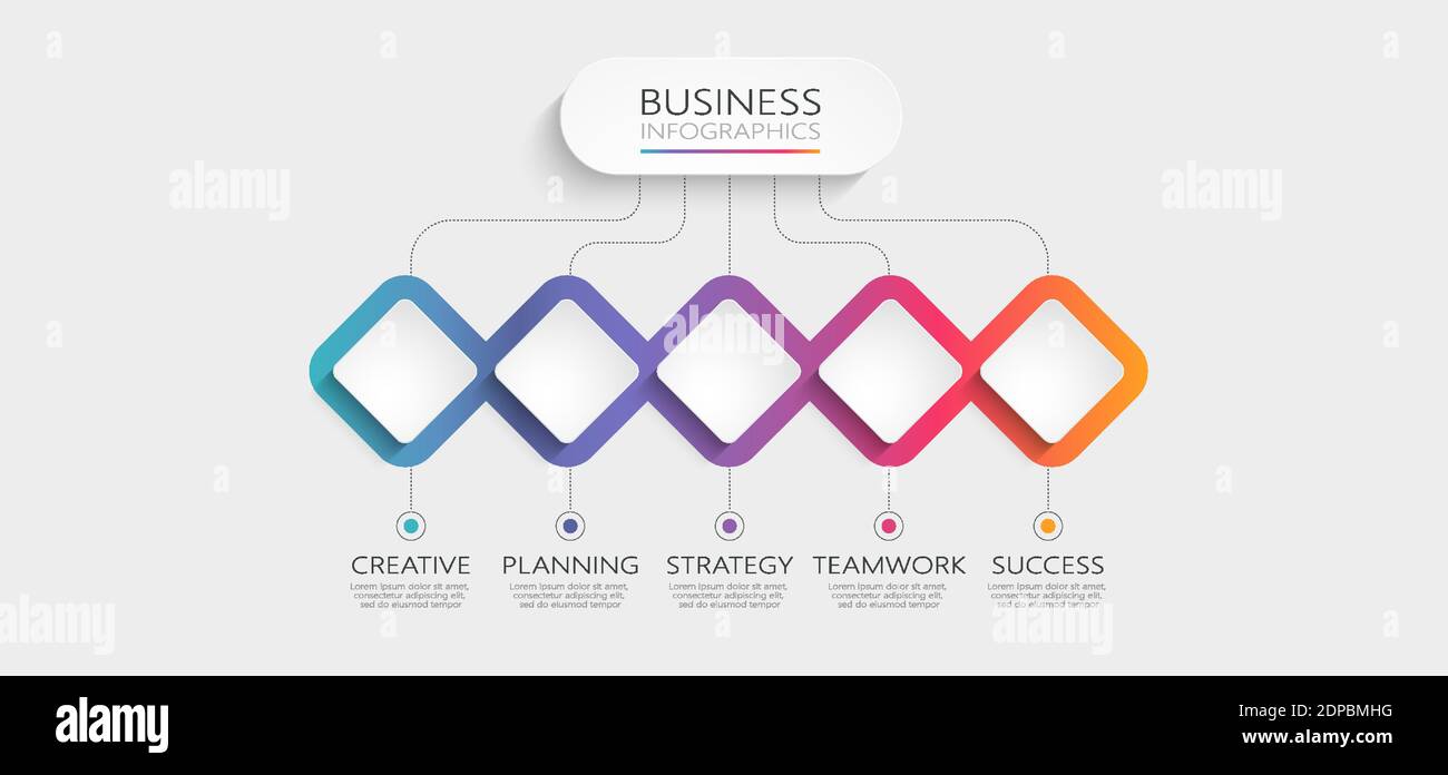Modèle d'infographie 3D moderne en 5 étapes. Modèle de business rhombus avec des options pour la brochure, le diagramme, le flux de travail, la chronologie, la conception Web. Vecteur illu Illustration de Vecteur