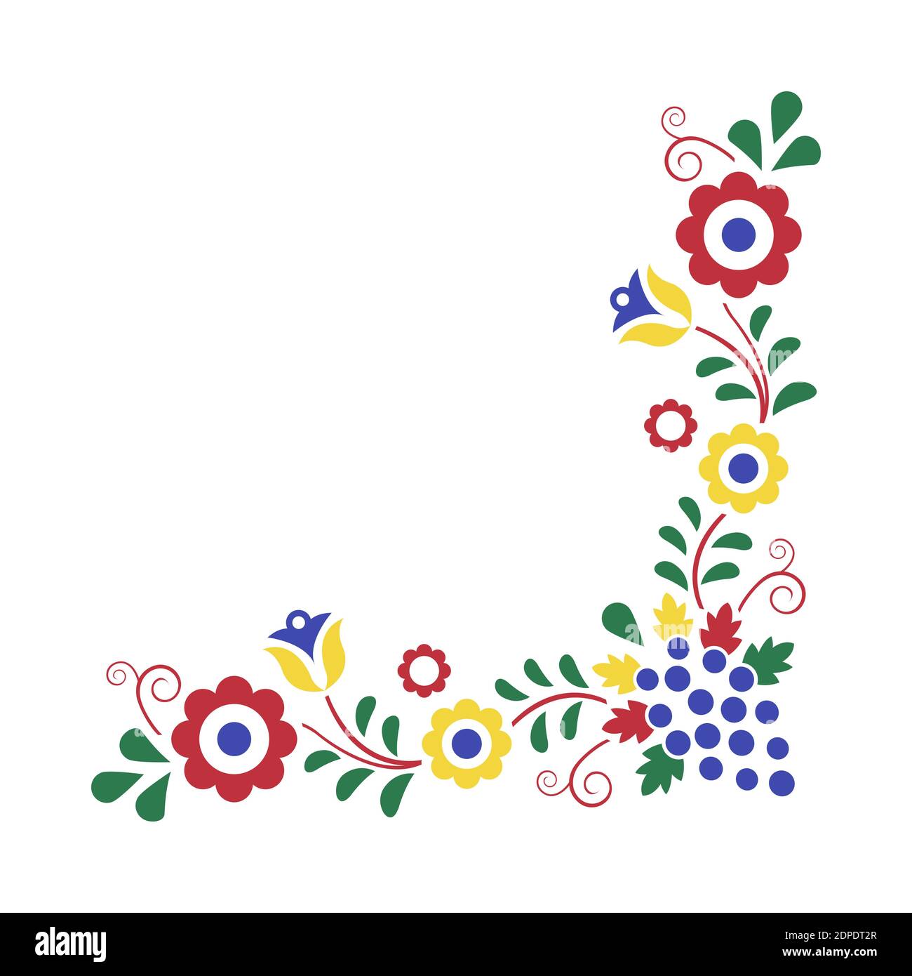 Décoration folklorique traditionnelle, ornement morave, symbole de broderie fleurie isolé sur fond blanc, illustration vectorielle Illustration de Vecteur