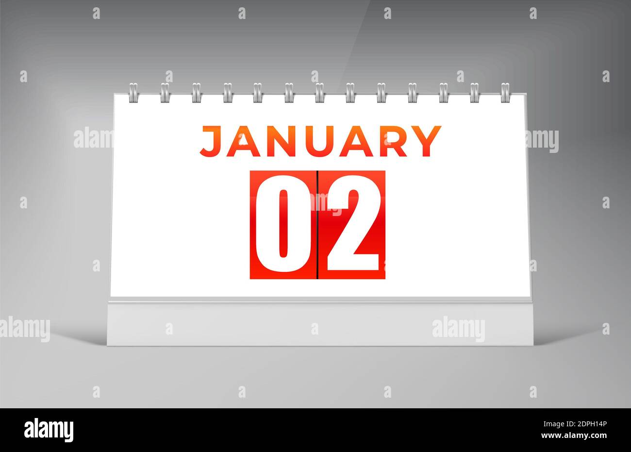Modèle de conception de calendrier de bureau de janvier 02. Conception de calendrier à date unique. Banque D'Images