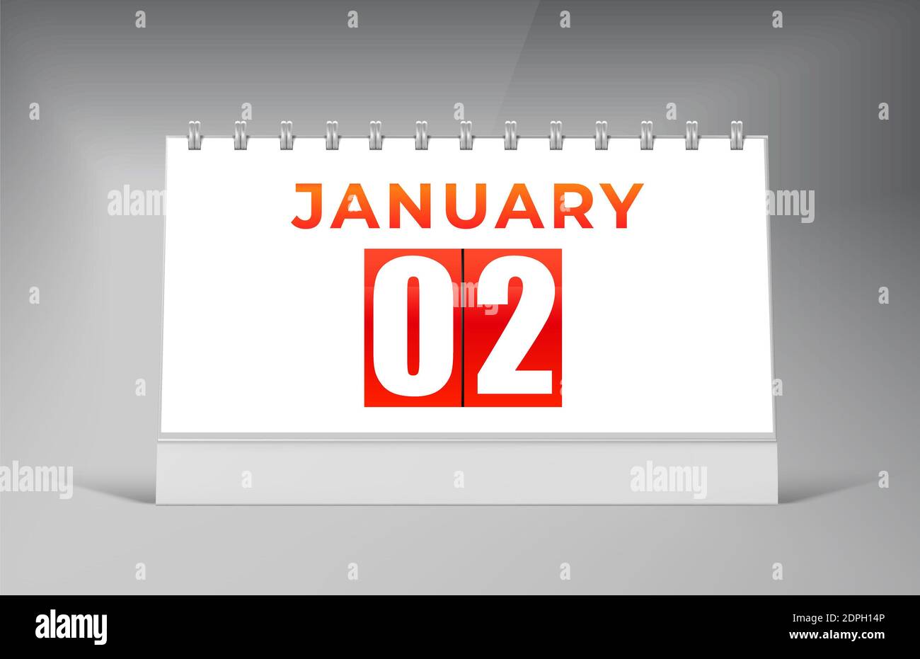 Modèle de conception de calendrier de bureau de janvier 02. Conception de calendrier à date unique Photo Stock - Alamy