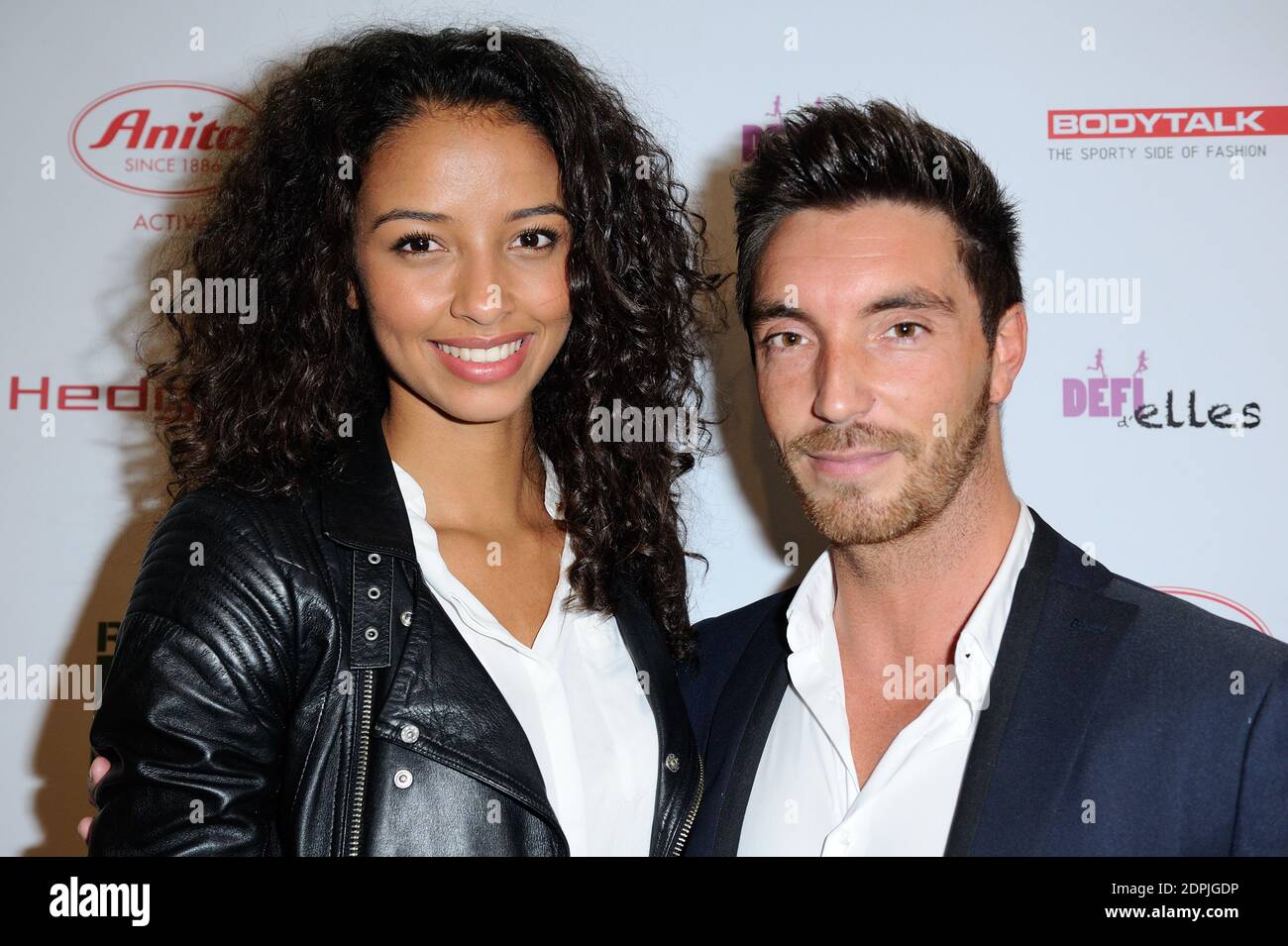Exclusif. Flora Coquerel et Cedric (Koh Lanta) assistent à la soirée de progrès du RAID Amazones a Paris, France le 24 septembre 2015. Photo d'Aurore Marechal/ABACAPRESS.COM Banque D'Images
