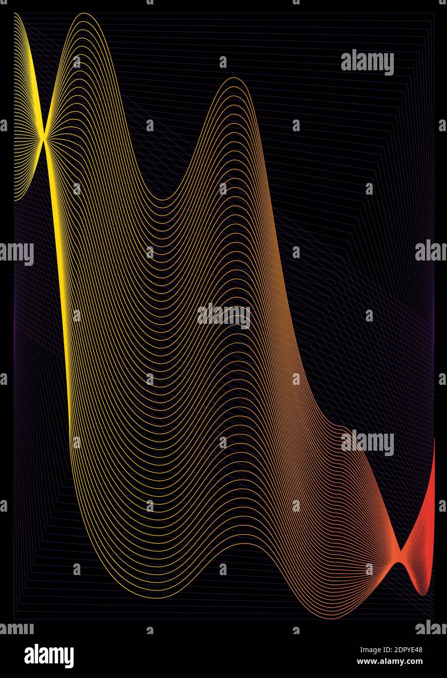 Motif abstrait vectoriel - formes géométriques des courbes de dégradé jaunes sur un noir Illustration de Vecteur