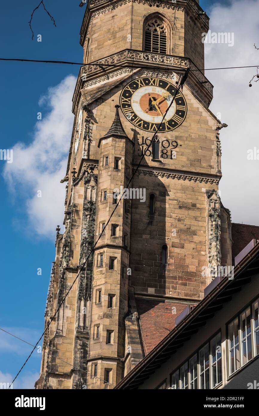 07 mars 2020 Stuttgart, Allemagne - la Stiftskirche (Collégiale) est une église du centre-ville de Stuttgart (Evangelische Landeskirche) Banque D'Images