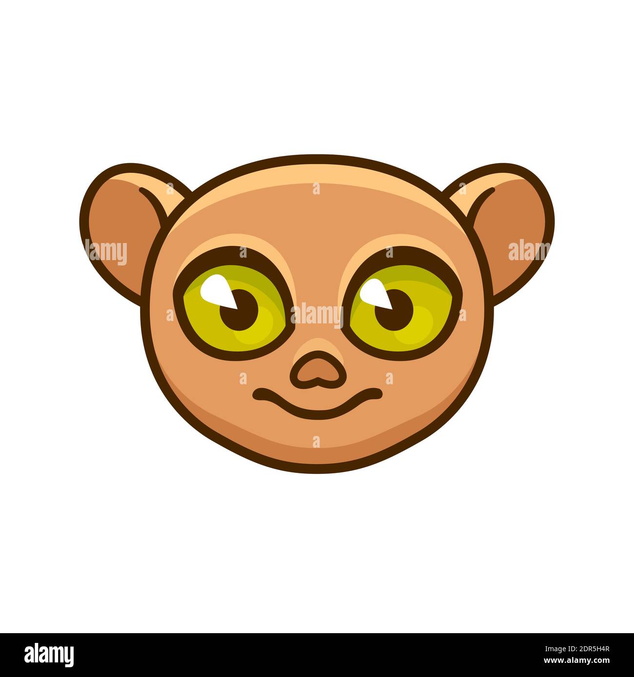 Mignon dessin animé philippin tarsier visage avec drôle de grands yeux. Illustration de clip art vectoriel simple. Illustration de Vecteur