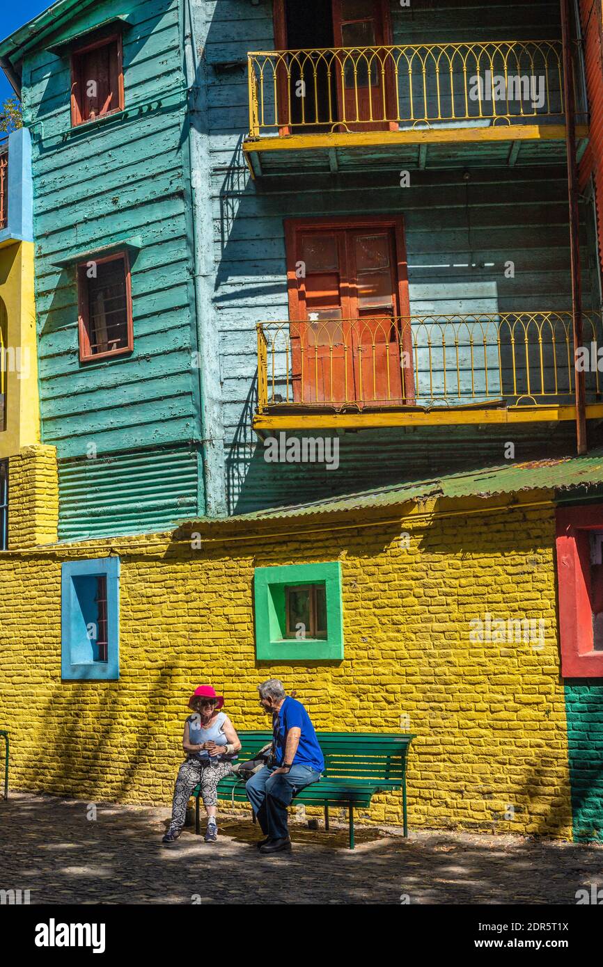 Maisons colorées dans le quartier de la Boca à Buenos Aires Banque D'Images