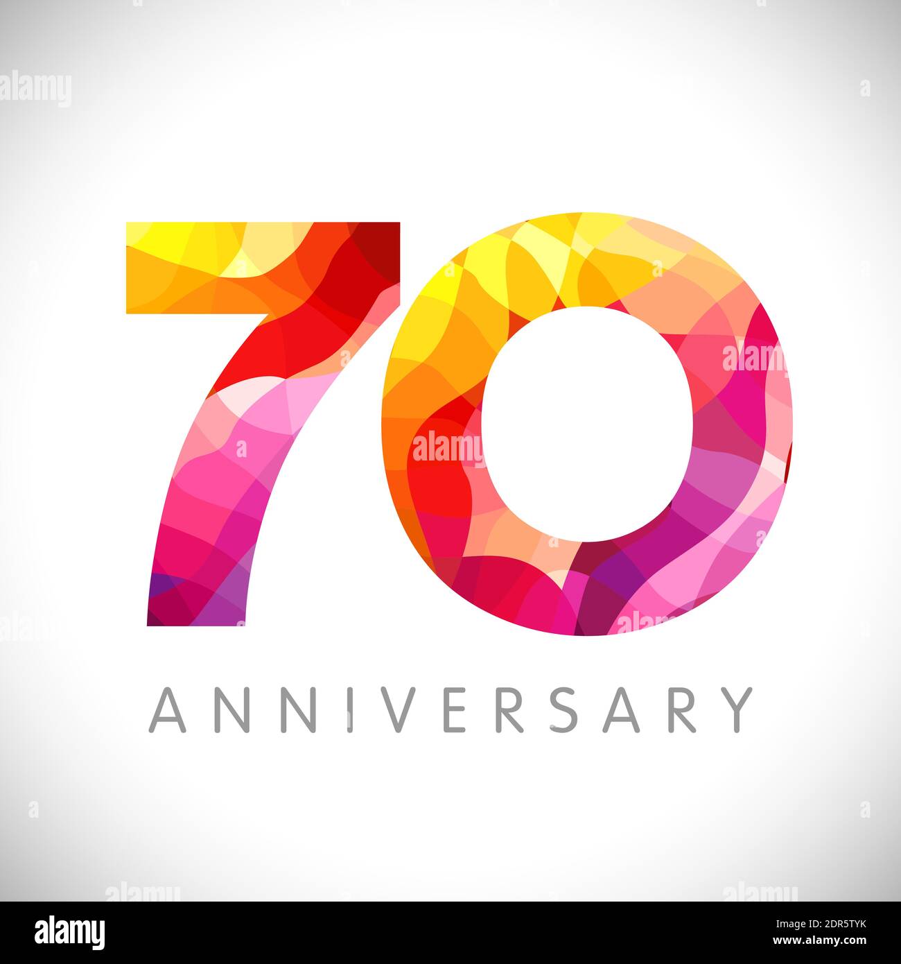 numéros du 70 e anniversaire. 70 ans de couleurs congrats. Mignon 3D félicitations concept. Modèle de conception graphique abstrait isolé. Chiffres rouges. Haut t Illustration de Vecteur