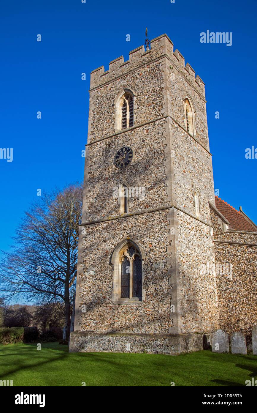 Tour d'horloge du XVe siècle Église Saint-Marys Église correspondante d'Essex Angleterre Banque D'Images