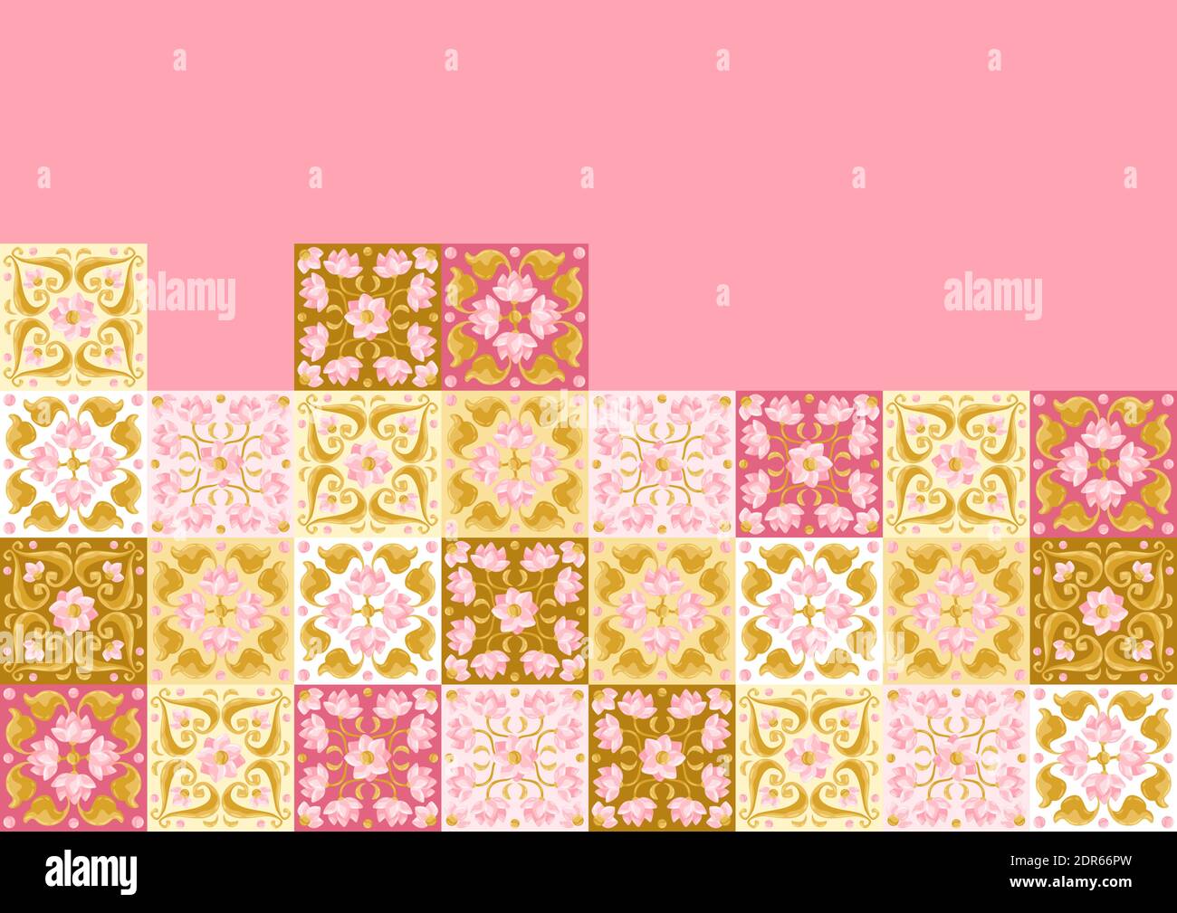 Motif carreaux de céramique avec lotus. Illustration de Vecteur