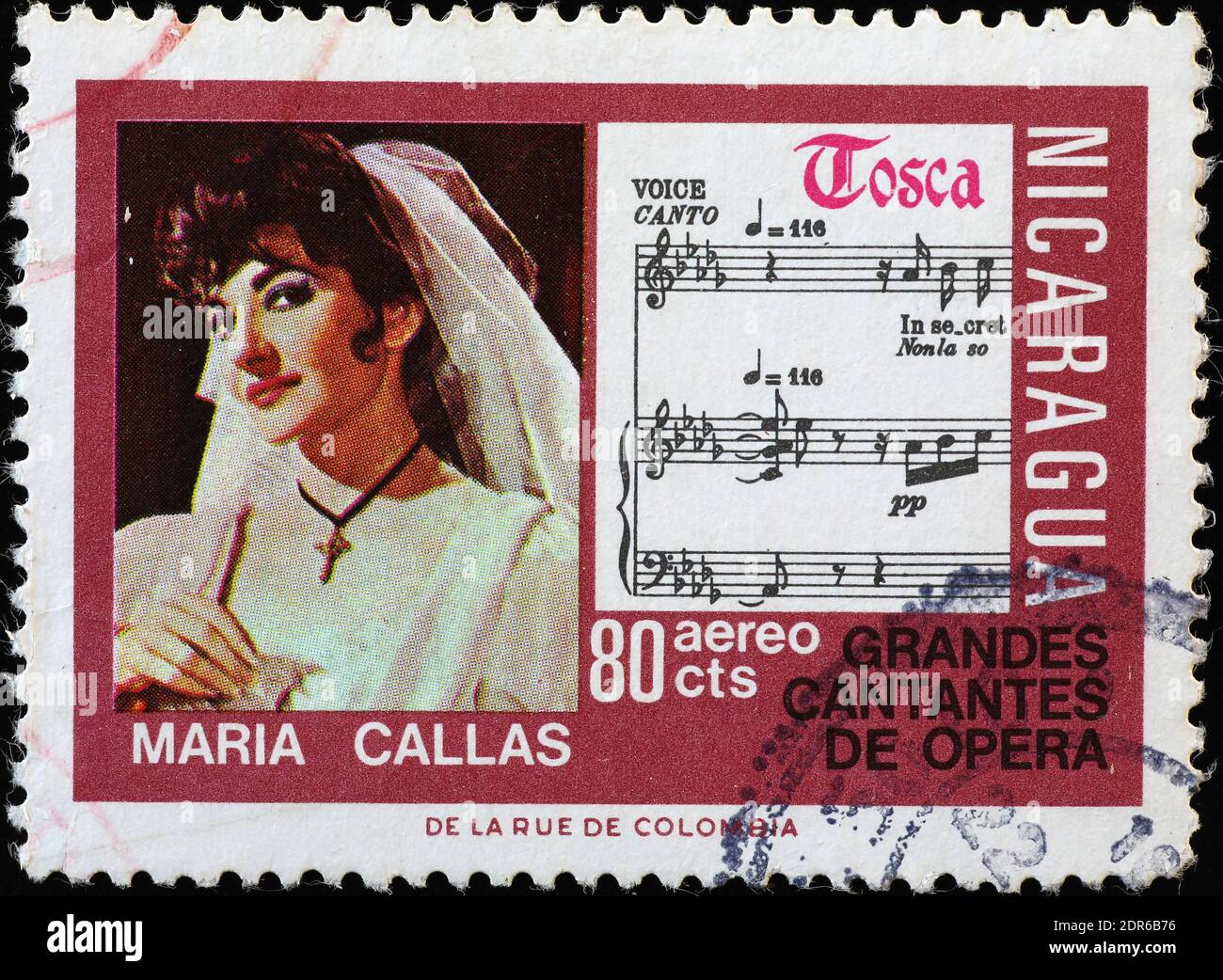 Portrait de Maria Callas sur l'ancien timbre-poste Banque D'Images