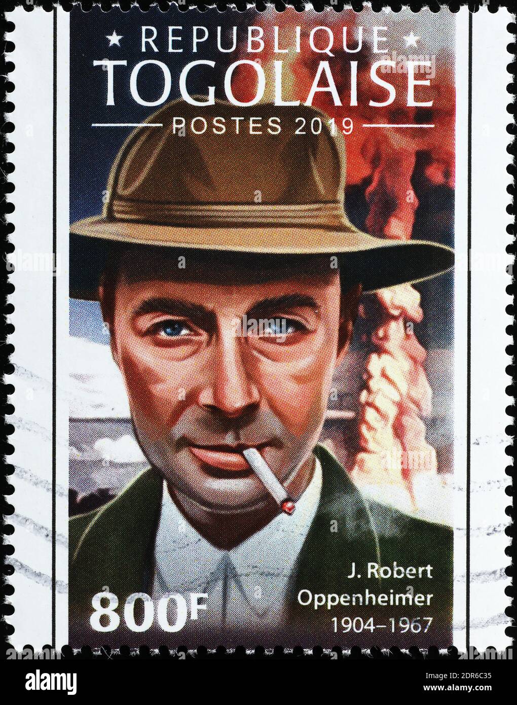 Robert Oppenheimer portrait sur timbre-poste du Togo Banque D'Images