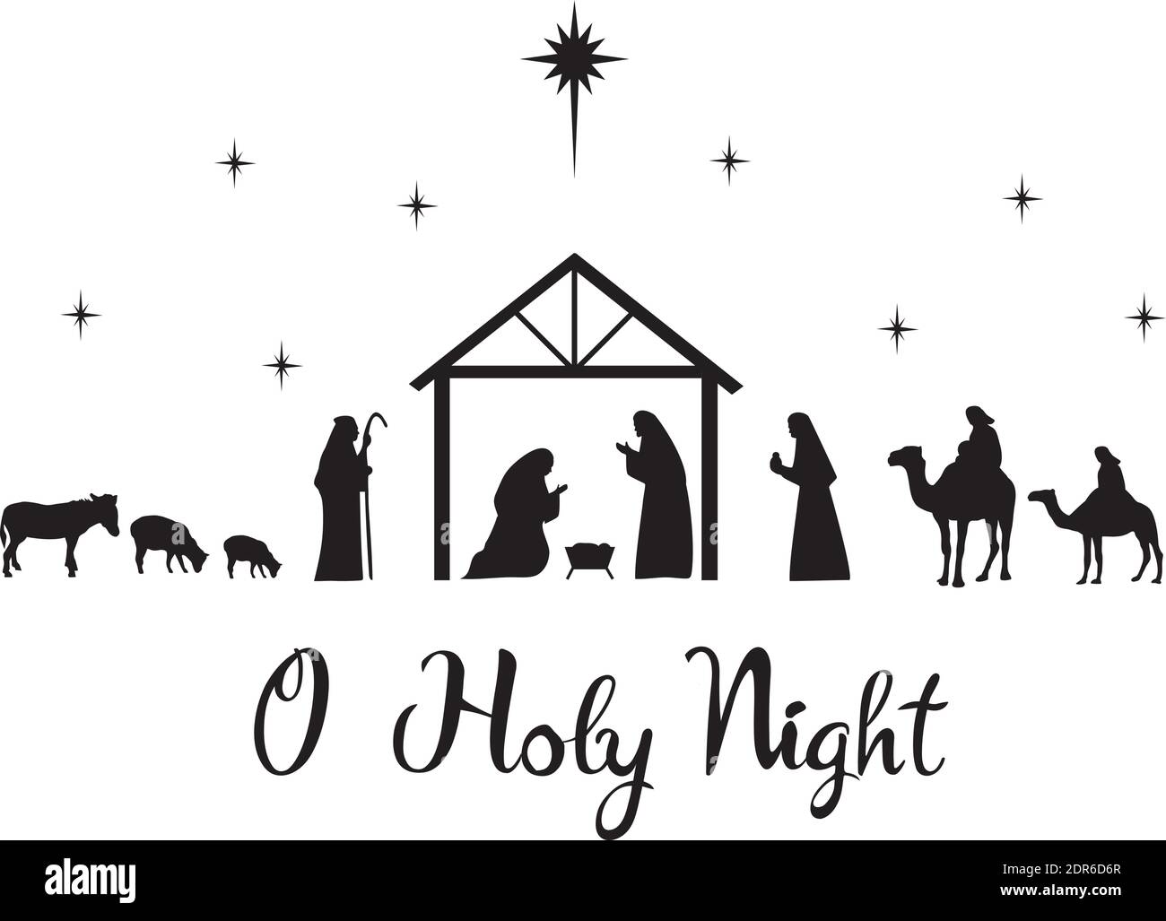 Illustration vectorielle de la scène de Nativité. Paix, joie, fond de Noël avec une étoile. Illustration de Vecteur