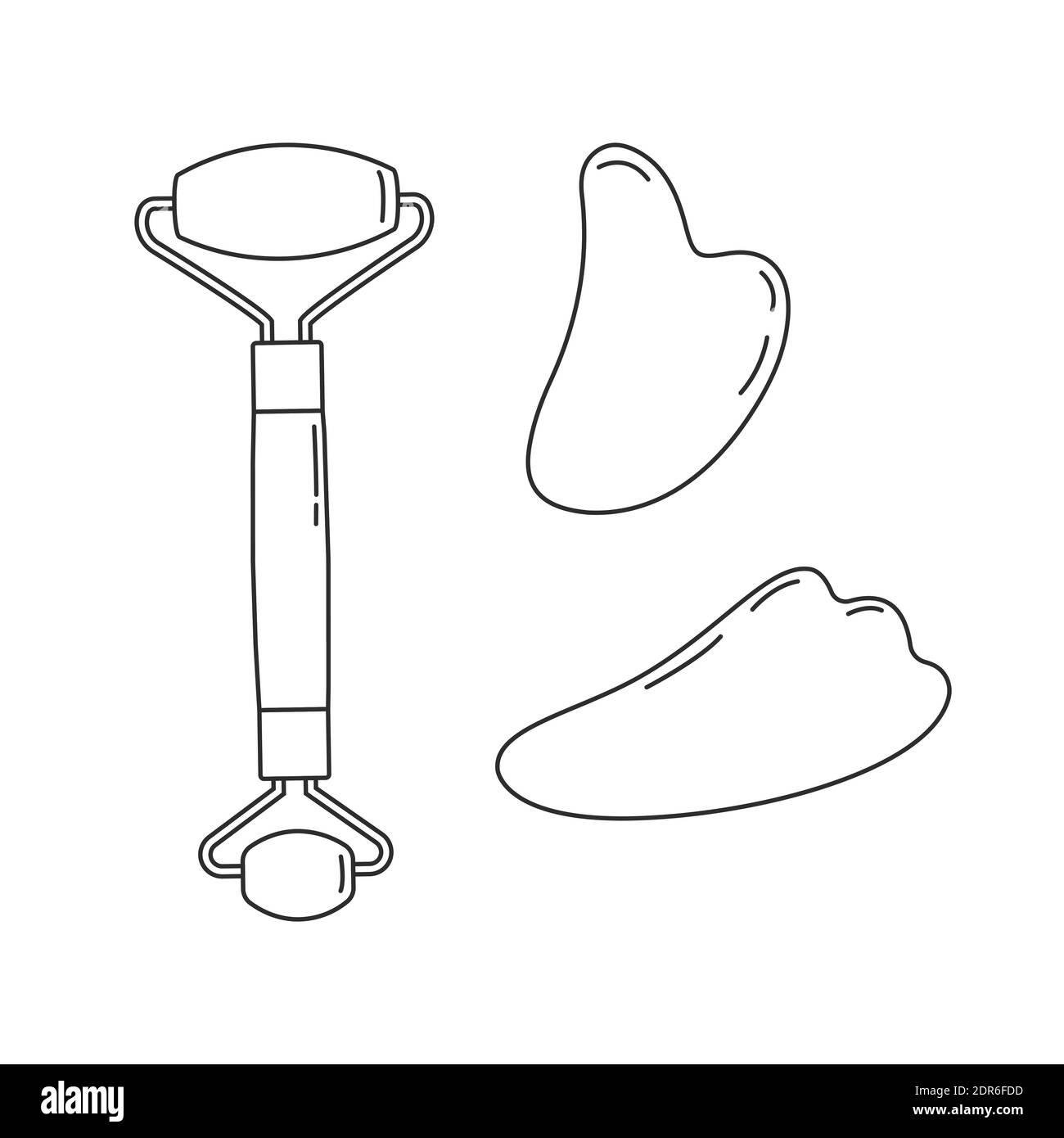 Produits de soin de la peau pour SPA.ensemble de massage gua sha Illustration de Vecteur