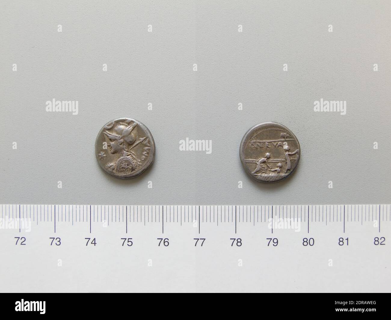 Menthe: Rome, magistrat: P. NERVA, Denarius de Rome, 113–112 av. J.-C., argent, 4.0 g, 1:00, 17 mm, fabriqué à Rome, Italie, romain, 2e siècle avant J.-C., Numismatique Banque D'Images