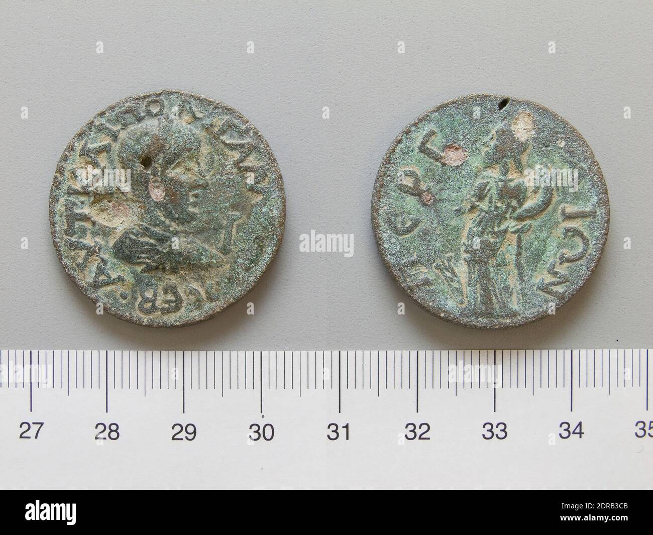 Menthe: Perge, 10 Assaria de Perge, 253–68, Bronze, 17.03 g, 30 mm 7:00, fait en Perge, Pamphylia, Roman, 3ème siècle A.D., Numismatique Banque D'Images