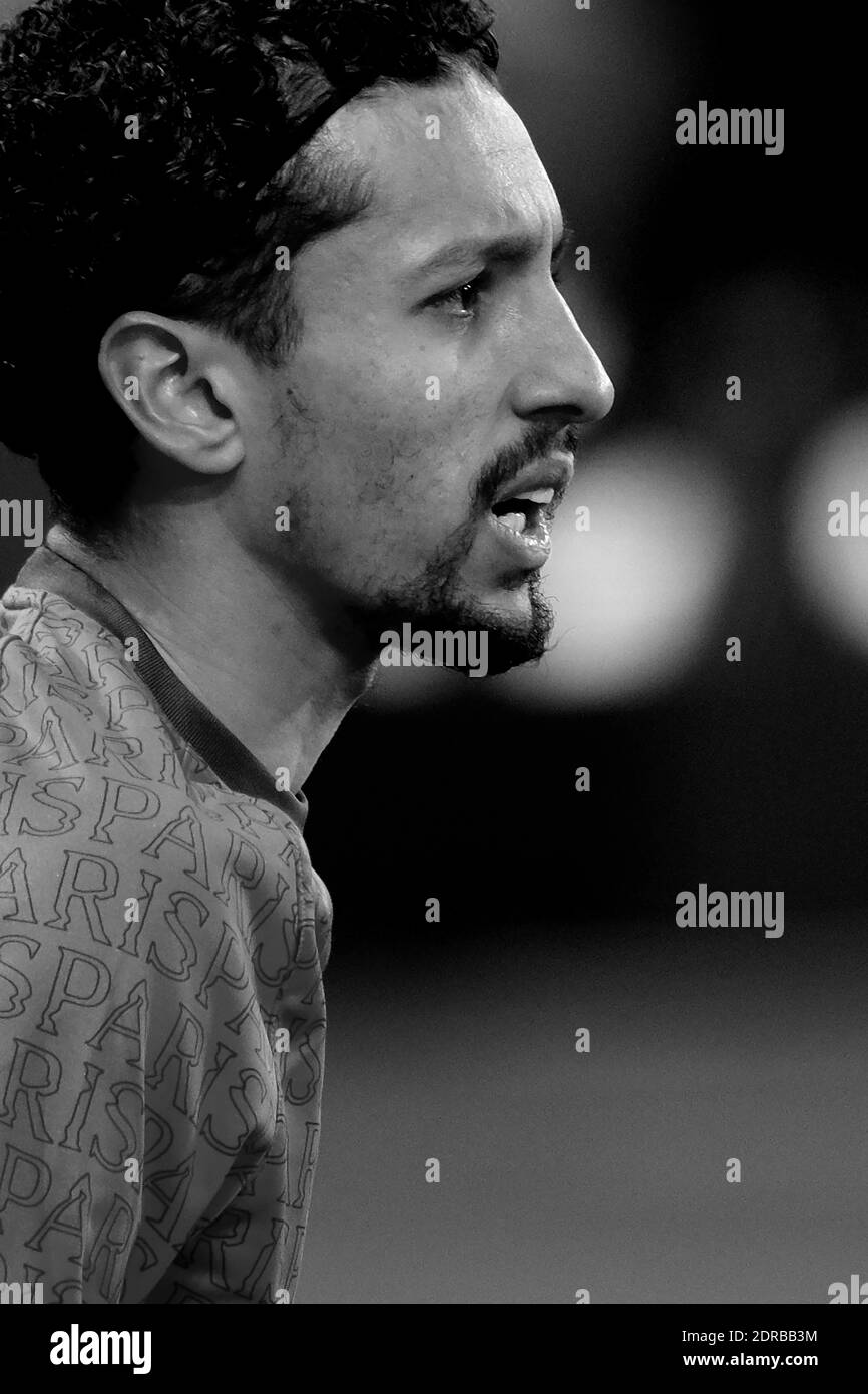 Villeneuve d'Ascq, France. 20 décembre 2020. Paris SG Midfield MARQUIHOS en action pendant le championnat français de football, Ligue 1 Uber Eats, entre Lille et Paris Saint Germain au stade Pierre Mauroy - Villeneuve d'Ascq.deuxième vague en France de COVID-19 : Le gouvernement français a décidé de l'endiguement total et d'un couvre-feu à 8 heures, ainsi que tous les événements sportifs seront joués sans spectateurs, jusqu'à nouvel ordre crédit: Pierre Stevenin/ZUMA Wire/Alay Live News Banque D'Images