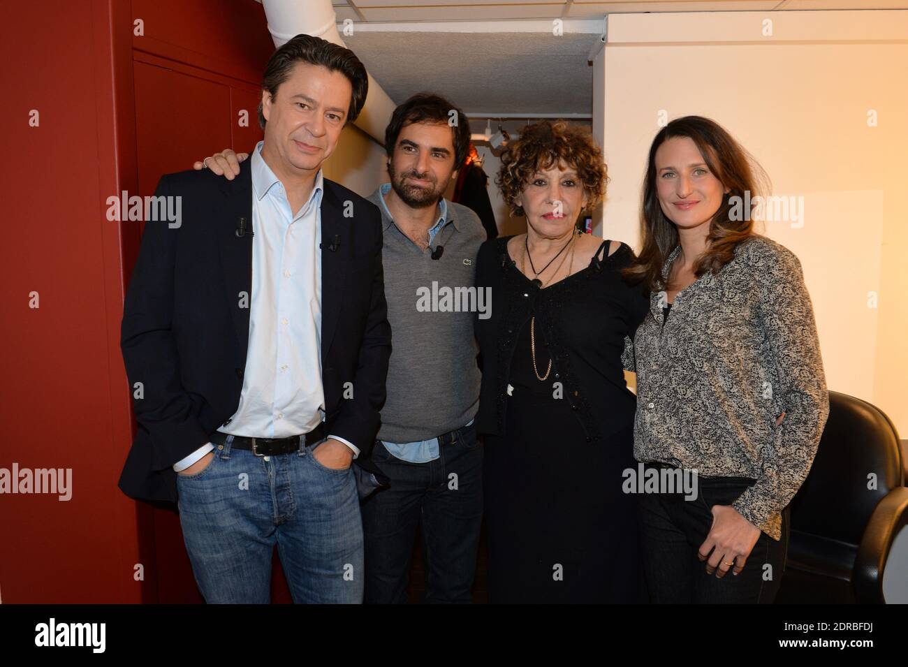 Thibault de Montalembert, Gregory Montel, Liliane Rogne et Camille Cottin à l'enregistrement du vivre Dimanche à Paris, France, le 21 décembre 2015. Photo de Max Colin/ABACAPRESS.COM Banque D'Images