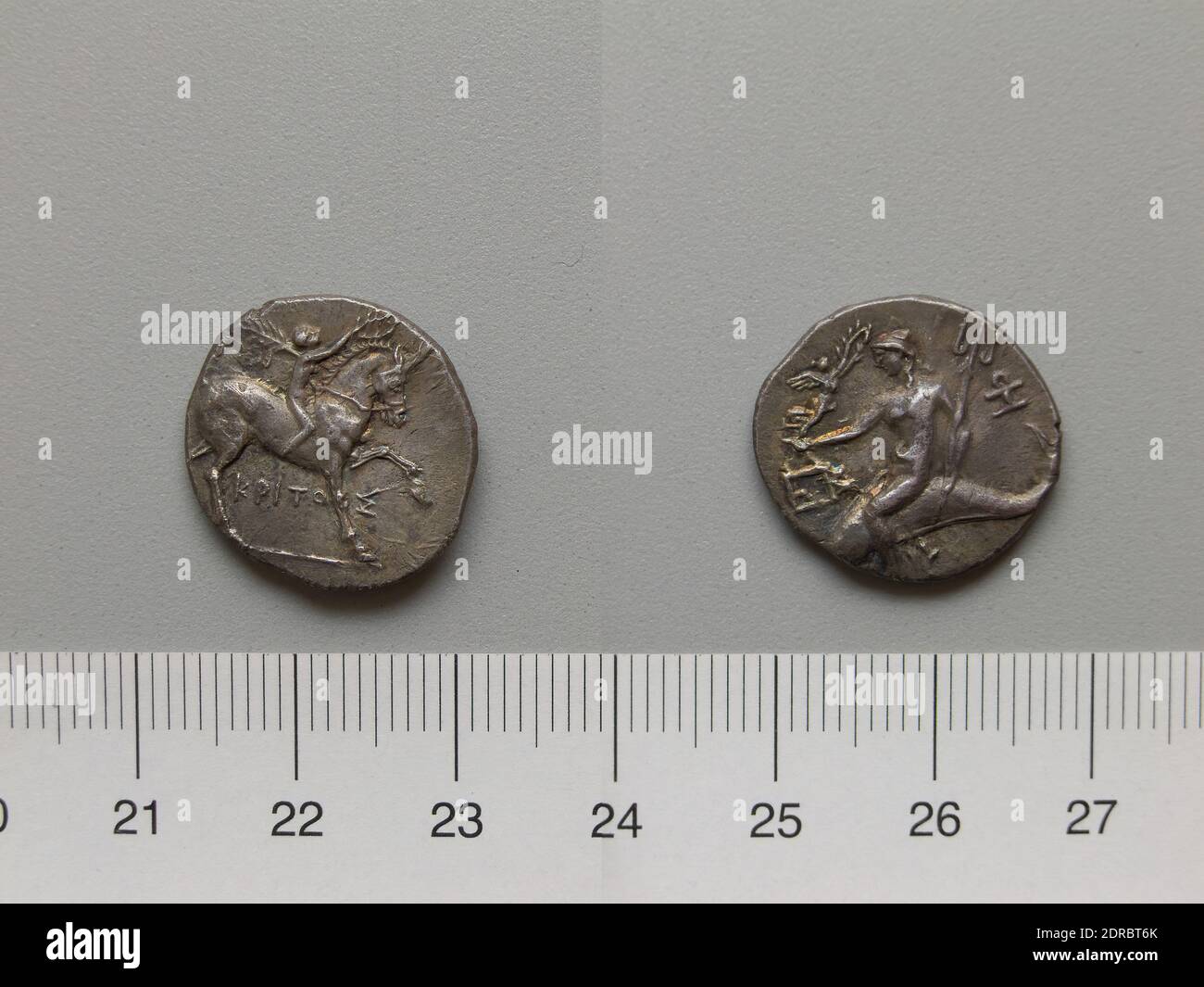 Menthe: Tarentum, 1/2 Shekel de Tarentum, 212–209 av. J.-C., argent, 3.64 g, 10:00, 18 mm, fabriqué à Tarentum, Calabre, grec, 3e siècle av. J.-C., Numismatique Banque D'Images