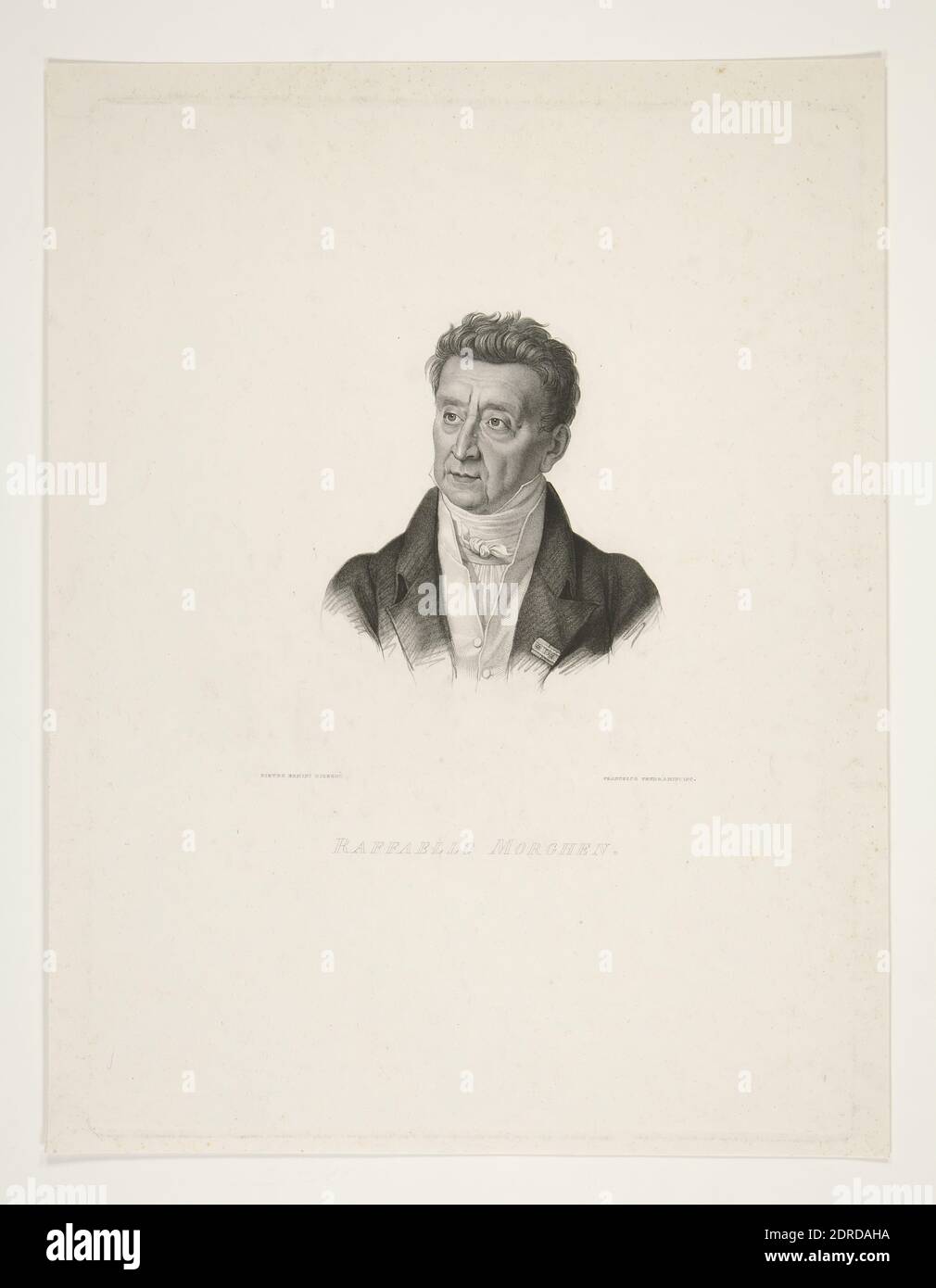 Artiste: Francesco Vendramini, Italien, 1780–1856, artiste: Pietro Ermini, Italien, actif 1799–1820, Portrait de Raphaël Morghen, gravure en pointillé, Marque: 40.0 × 29.5 cm (15 3/4 × 11 5/8in.); feuille: 41.9 × 32.5 cm (16 1/2 × 12 13/16in.), fabriqué en Italie, Italien, 19e siècle, oeuvres sur papier - tirages Banque D'Images