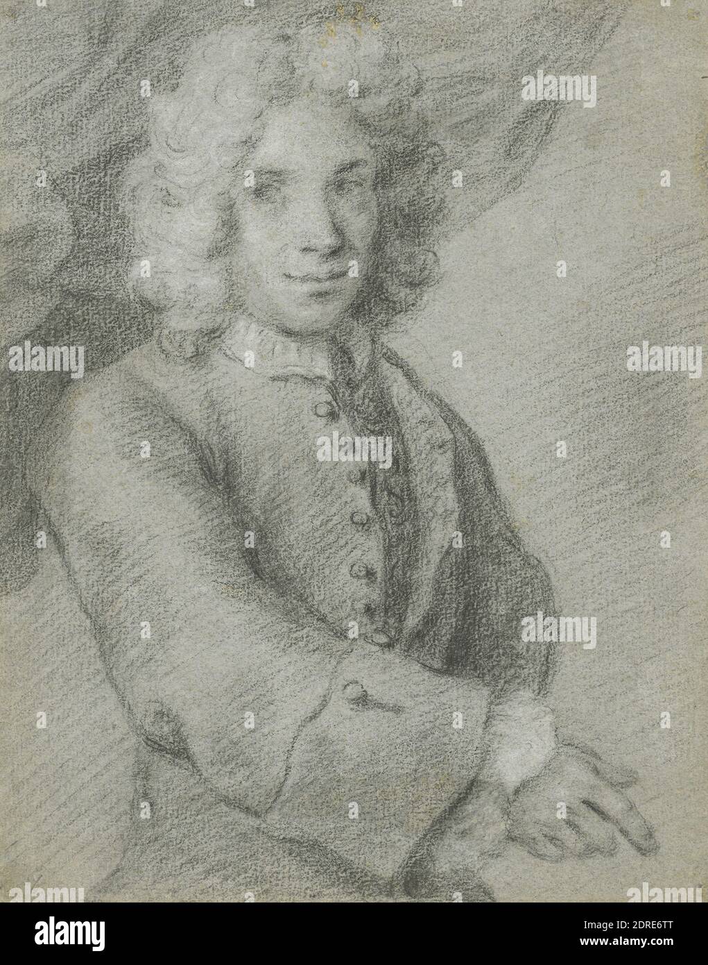 Artiste: Alessandro Longhi, Italien, 1733–1813, Portrait d'un jeune homme, vers 1760–80, craie noire accentuée de blanc, feuille: 27.5 × 22 cm (10 13/16 × 8 11/16 in.), fabriqué en Italie, Italien, 18ème siècle, oeuvres sur papier - dessins et aquarelles Banque D'Images