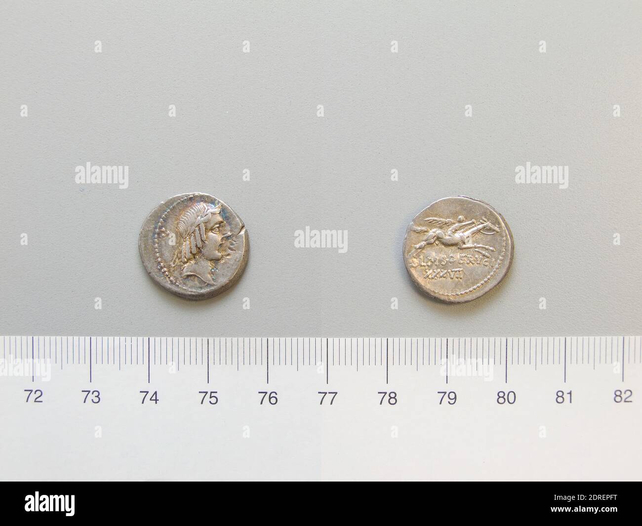 Menthe: Rome, magistrat: L. Calpurnius Piso Frugi, Denarius de Rome, 90 av. J.-C., argent, 3.85 g, 12:00, 18.6 mm, fabriqué à Rome, Italie, romain, 1er siècle avant J.-C., Numismatique Banque D'Images