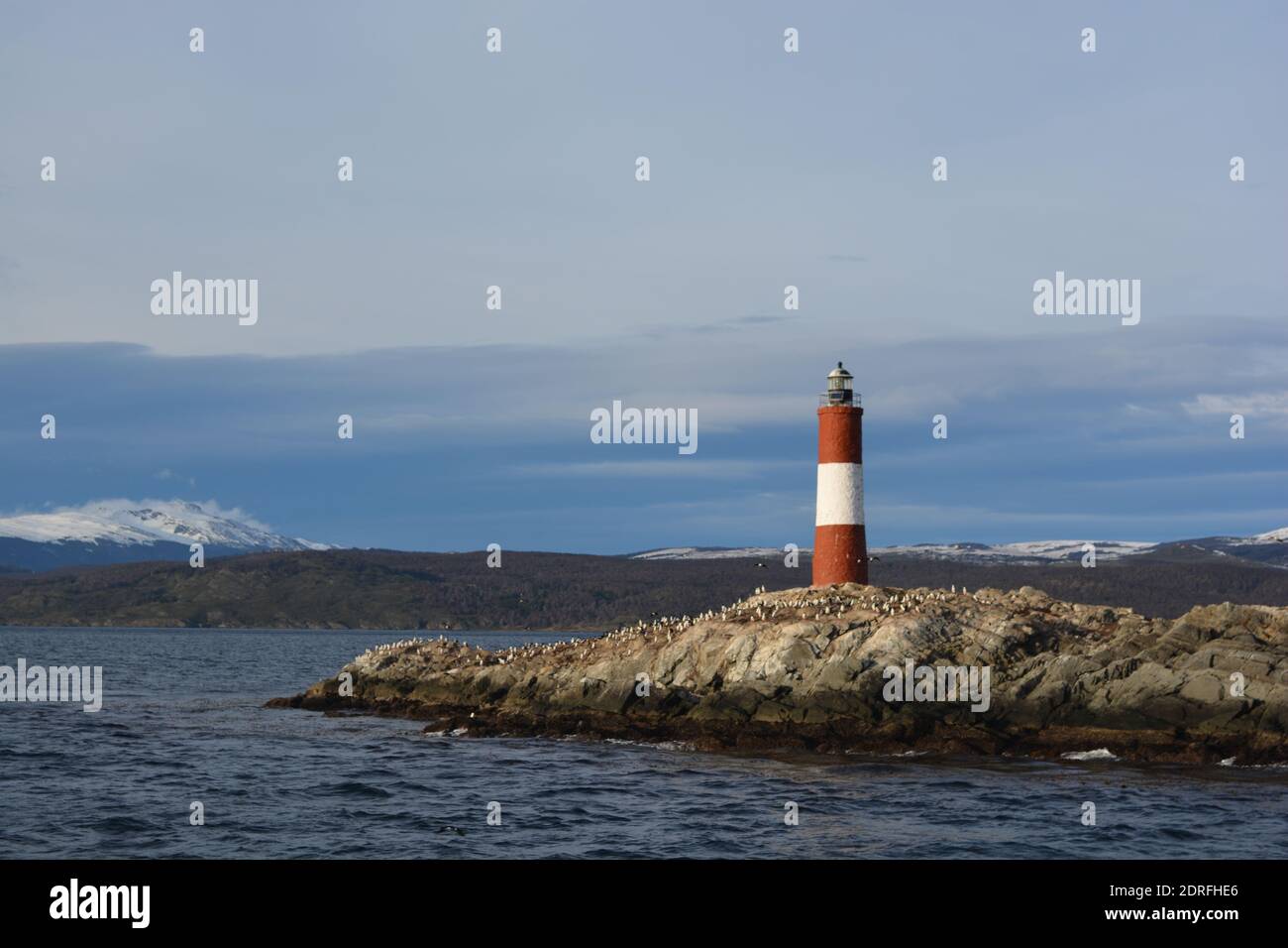 Vue sur le phare des Eclaireeurs à Ushuaia Tierra Del Fuego en Argentine Banque D'Images