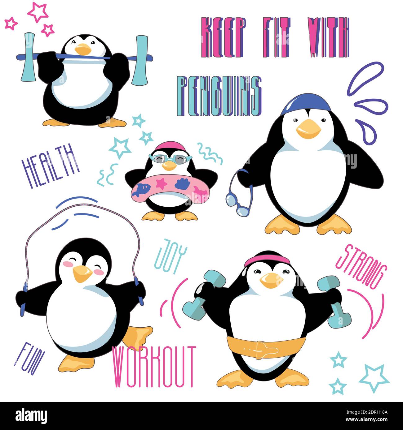 Ensemble sport avec entraînement Penguins Illustration de Vecteur