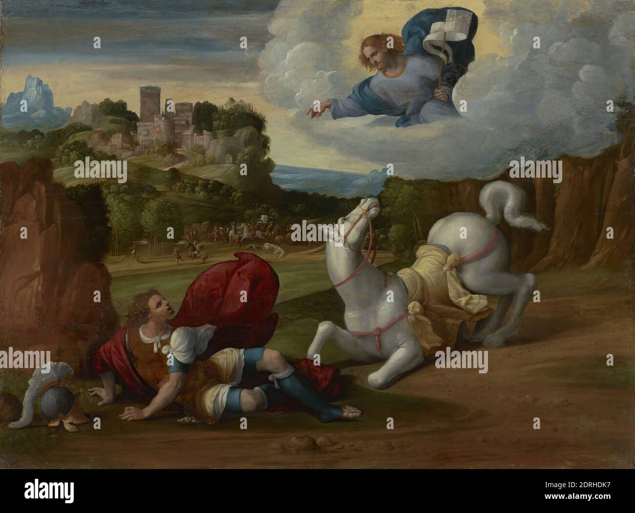 Artiste: Benvenuto Tisi, appelé il Garofalo, Italien, Ferrara, 1481–1559, la conversion de Saint Paul, vers 1525, huile sur panneau, non encadré: 81 × 109 cm (31 7/8 × 42 15/16 in.), à la vue, Italien, XVIe siècle, peintures Banque D'Images
