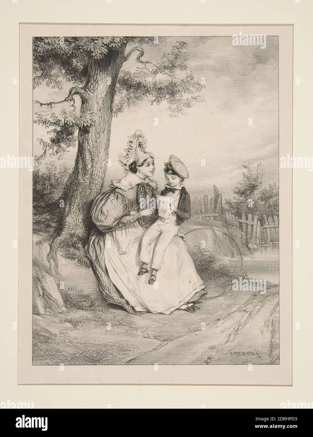 Artiste : Paul Gavarni, français, 1804–1866, LE PETIT INTERPRÉTE. - LE PETIT INTERPRÈTE., Lithographe, français, 19e siècle, oeuvres sur papier - estampes Banque D'Images