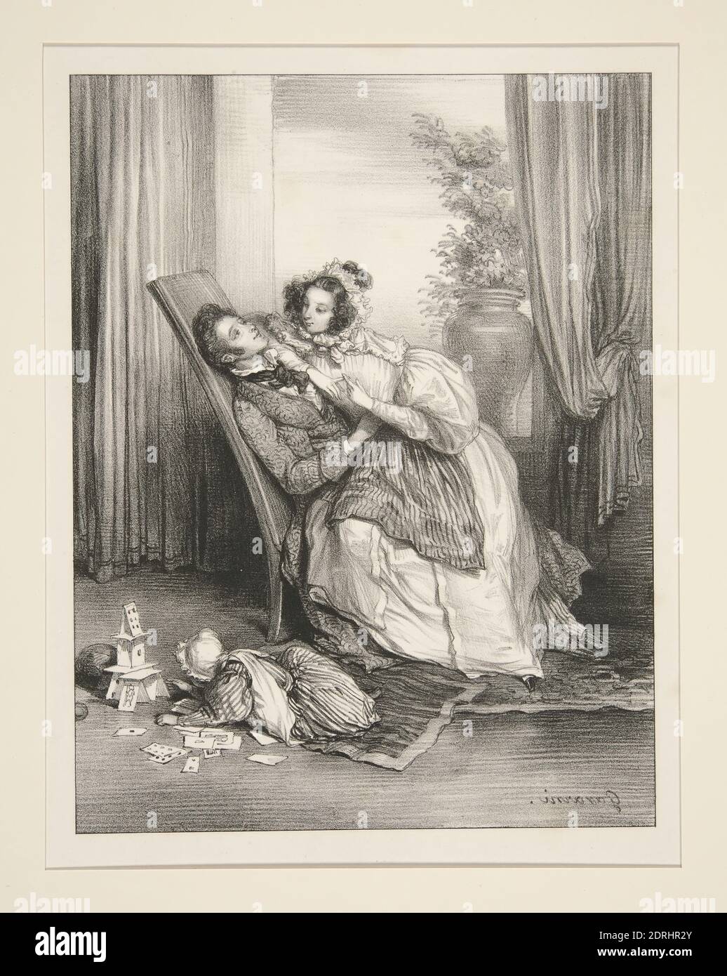 Artiste: Paul Gavarni, Français, 1804–1866, un petit frère, Lithographie, Français, 19ème siècle, oeuvres sur papier - estampes Banque D'Images