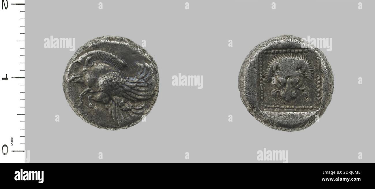 Menthe: Samos, 1 drachme de Samos, ca. 500 av. J.-C., argent, 3.20 g, 10:00, 13 mm, fabriqué à Samos, Ionia, grec, 6e–5e siècle av. J.-C., Numismatique Banque D'Images