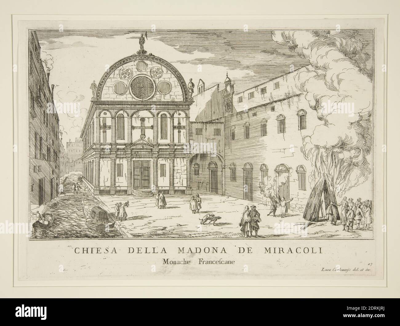 Artiste: Luca Carlevarijs, Italien, 1665–1734, Chiesa della Madona de Miracoli, du Fabriche e Vedute di Venezia, Etching, feuille: 20.96 × 29.69 cm (8 1/4 × 11 11/16 in.), fabriqué en Italie, Italien, 18ème siècle, oeuvres sur papier - estampes Banque D'Images