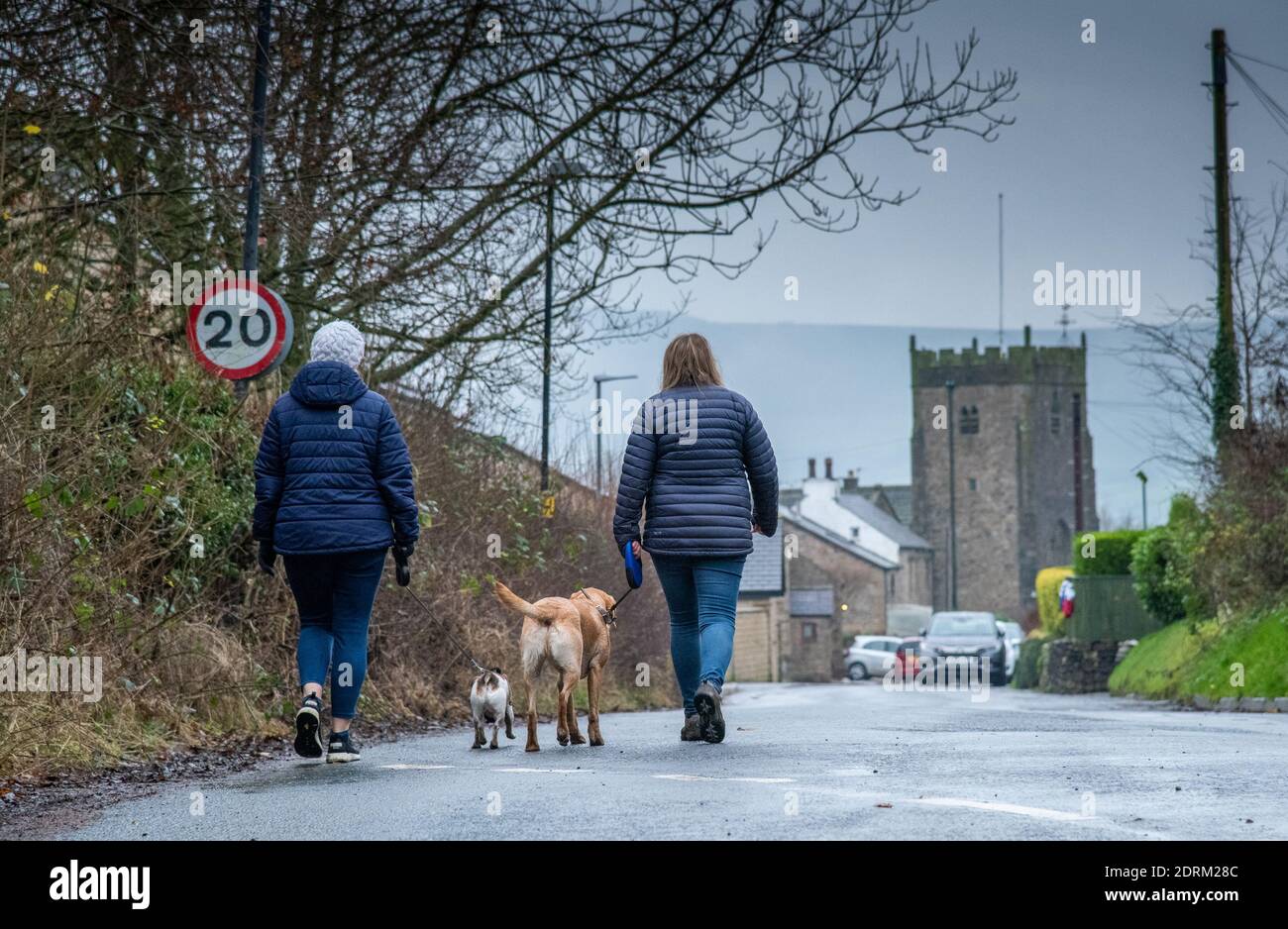 Chipping, Preston, Lancashire, Royaume-Uni. 21 décembre 2020. Une journée terne et humide dans le village de Chipping près de Preston, Lancashire. Crédit : John Eveson/Alamy Live News Banque D'Images