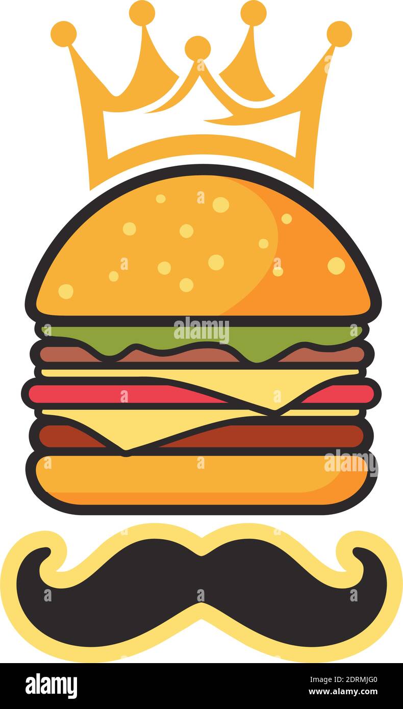 motif graphique vectoriel de l'icône du logo burger king moustache Illustration de Vecteur