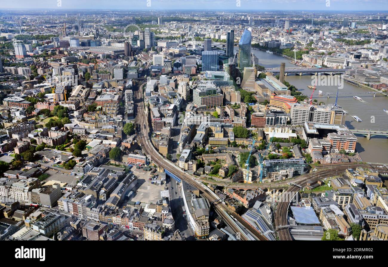 Londres, Royaume-Uni. 08 septembre 2019. Vue du plus haut bâtiment de l'Europe, le Shard de 306 mètres de haut, à la ville avec la Tamise et les installations ferroviaires de la gare de Brigde Londres. Credit: Waltraud Grubitzsch/dpa-Zentralbild/ZB/dpa/Alay Live News Banque D'Images