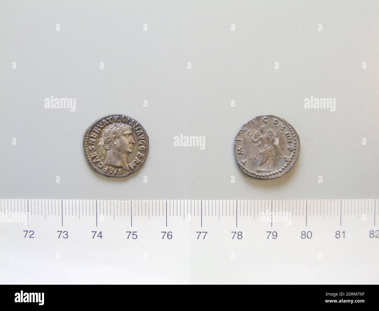 Chef: Trajan, empereur de Rome, A.D. 53–117, gouverné 98–117, monnaie: Rome, Denarius de Trajan, empereur de Rome de Rome, 101–2, argent, 3.13 g, 7:00, 19.0 mm, fait à Rome, romain, 2ème siècle, numismatique Banque D'Images