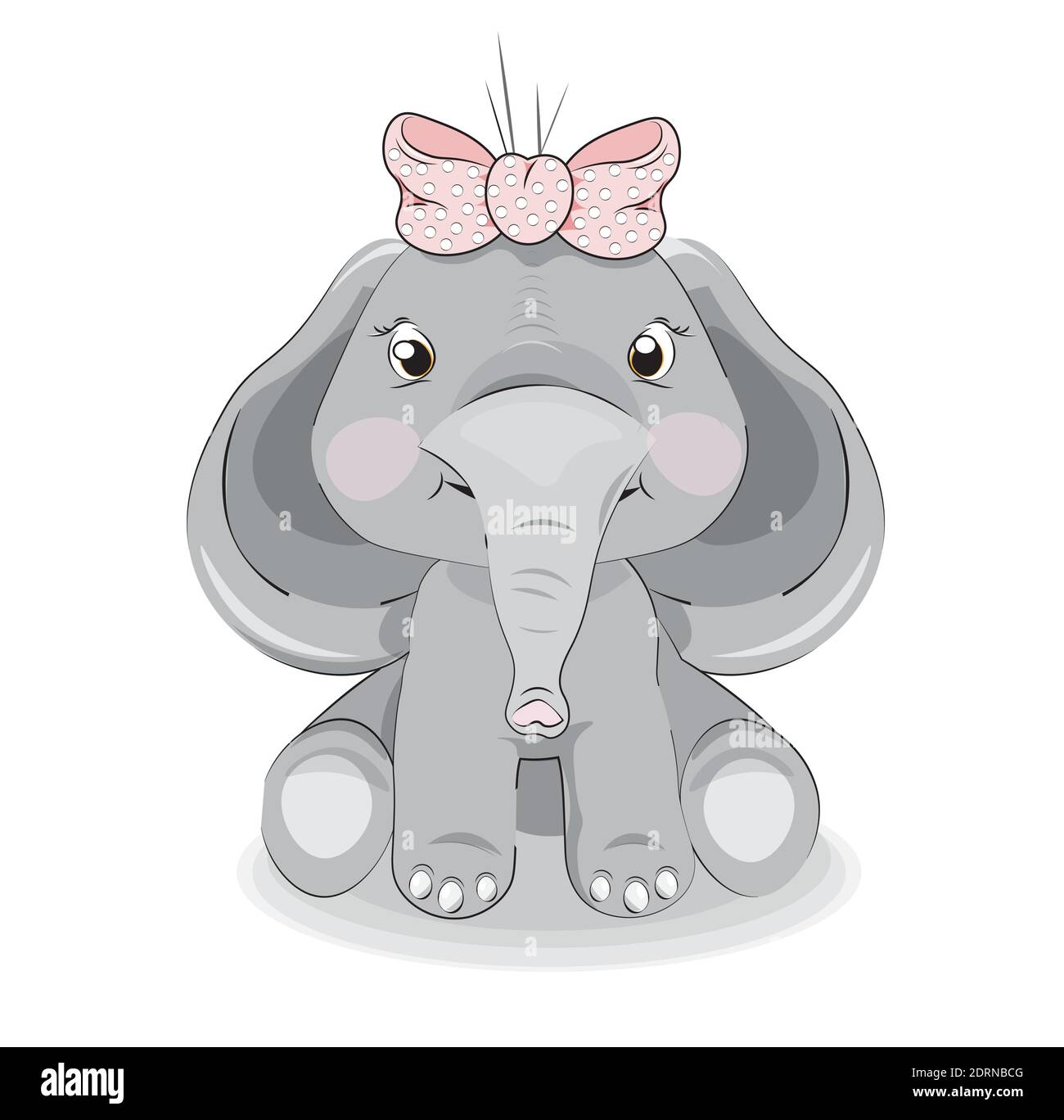 joli dessin de bébé éléphant avec noeud, image à la main dessin style de dessin, pour t-shirt vêtements mode imprimé, carte de voeux, carte postale. exposition de bébé Illustration de Vecteur