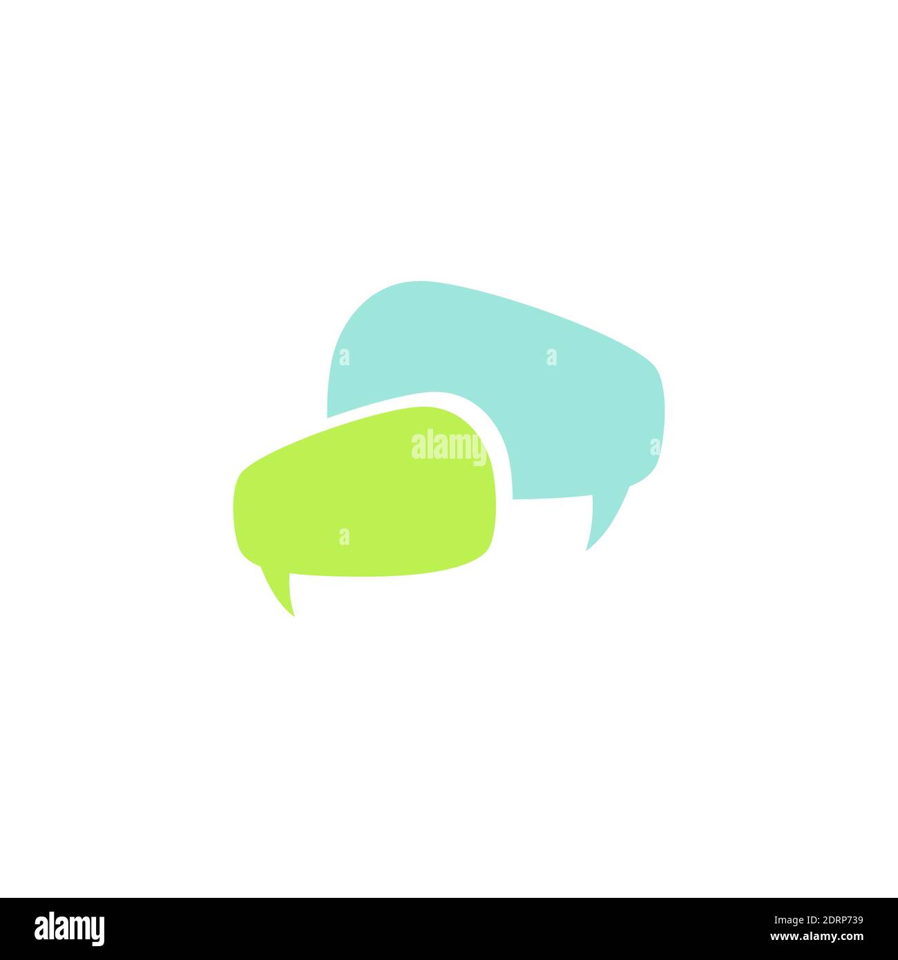 deux bulles de conversation isolées sur fond blanc. Icône de vecteur plat. Dialogue, forum, symbole de message. Conclusion, communication, image de l'éducation. Illustration de Vecteur