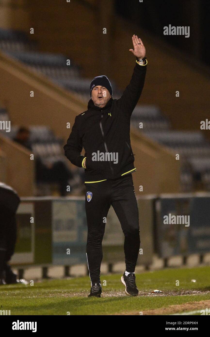 Colchester United Manager Steve ball - Colchester United v Morecambe, Sky Bet League Two, JobServe Community Stadium, Colchester, Royaume-Uni - 19 décembre 2020 usage éditorial exclusif - restrictions DataCo applicables Banque D'Images