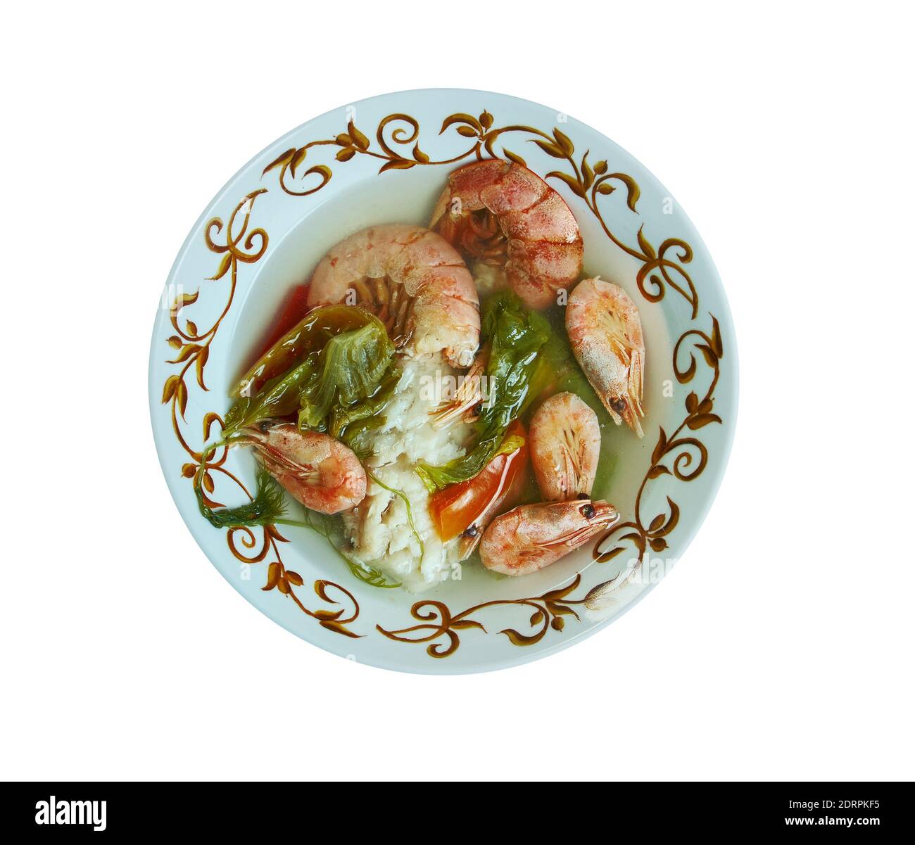 Soupe de poisson Dongo-Dongo savoureux plat africain qui utilise l'okra comme ingrédient clé. Banque D'Images