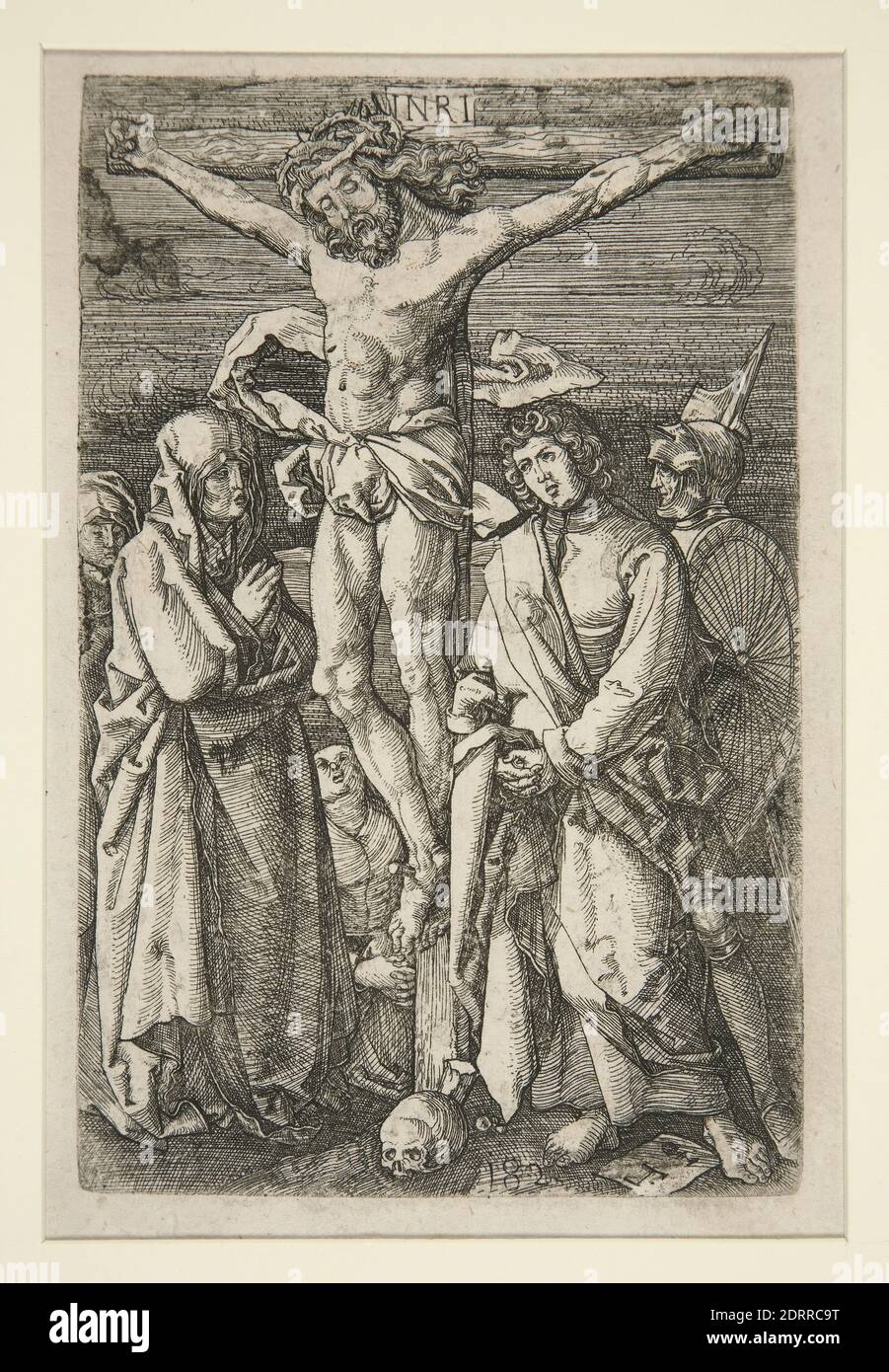Echetcher: Lambert Hopfer, allemand, ca. 1525–1550, après : Albrecht Dürer, allemand, 1471–1528, la Crucifixion, 16e siècle, Etching, platemark: 13.9 × 8.8 cm (5 1/2 × 3 7/16 in.), fait en Allemagne, allemand, 16e siècle, travaux sur papier - estampes Banque D'Images